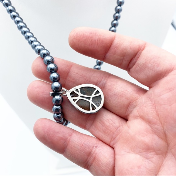 NEW India Faux Tahitian Pearl 316L Stainless Steel Stone Pendant Necklace - Picture 12 of 16